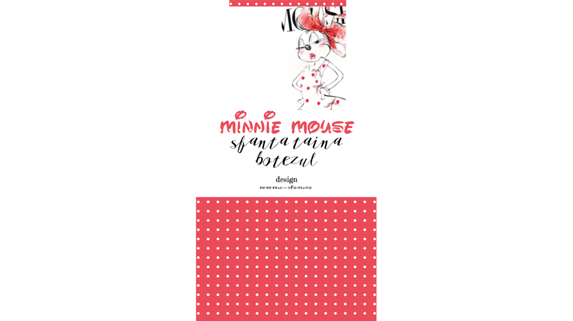 Lumanare de botez pentru fetite cu Minnie Mouse, 65x4 cm, Minnie in buline 1